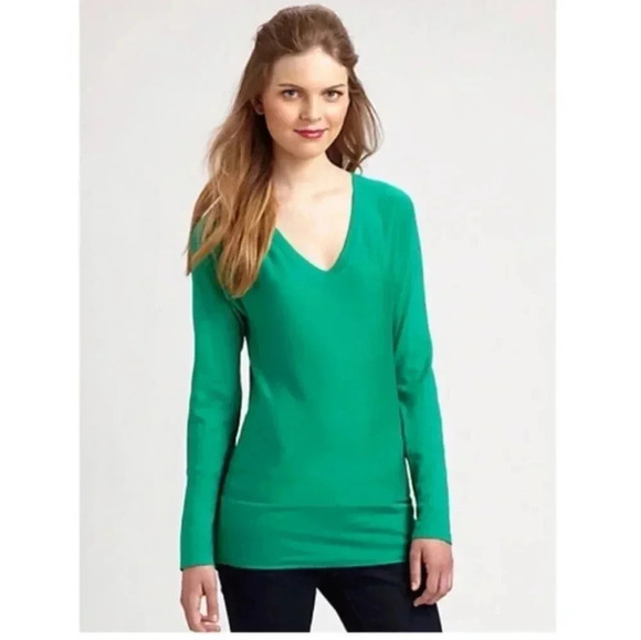 Lilly Pulitzer Green Silk/Cotton Blend V-Neck Dolman Sleeve Autumn Sweater(S) - Picture 1 of 9